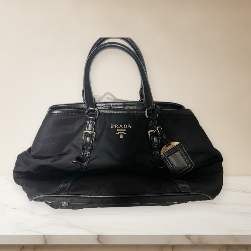 Prada Handbag Tote Bag Black Leather