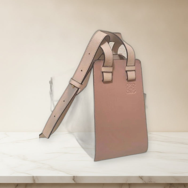 Loewe Hammock Small Shoulder Bag Leather Pink Beige Gold Hardware