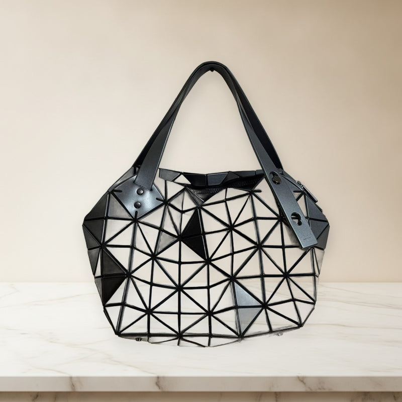 Bao Bao Issey Miyake Carat Boston Bag Gunmetal Handbag Tote Shoulder