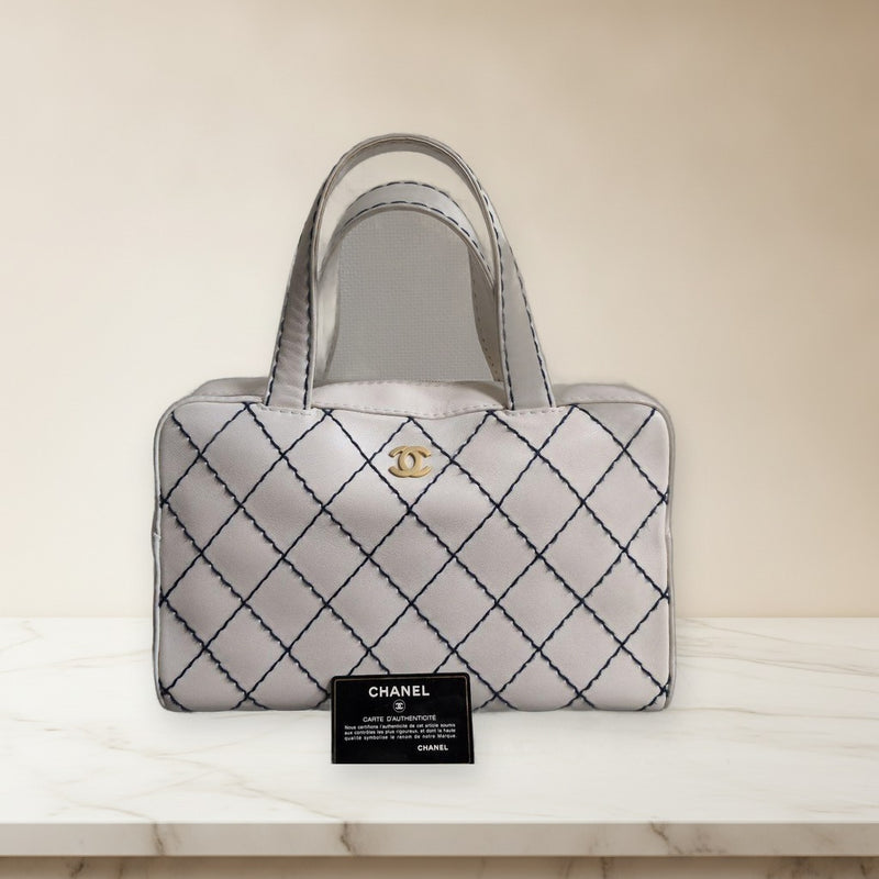 Chanel Wild Stitch Handbag Black Leather Shoulder Bag