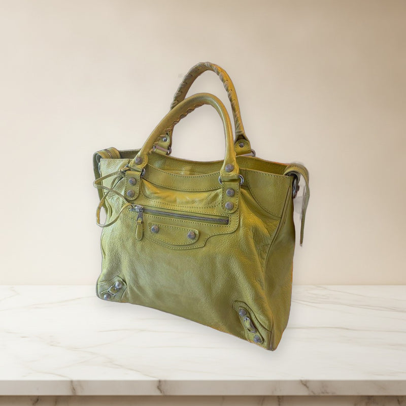 Balenciaga Handbag Shoulder Bag Leather Lime Green