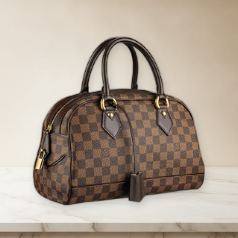 Louis Vuitton Damier Duomo Handbag Ebene Coated Canvas Padlock Key