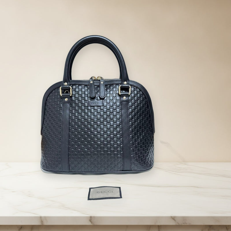 Gucci Micro Gg Handbag Crossbody Shoulder Bag Leather Black