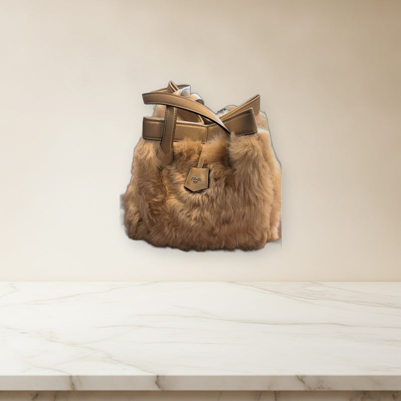 Fendi Handbag Shoulder Bag Fur Beige