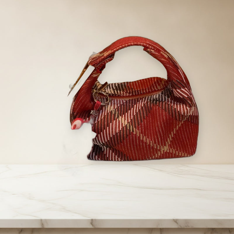 Burberry Peg Tote Bag Mini Canvas Leather Handbag Red