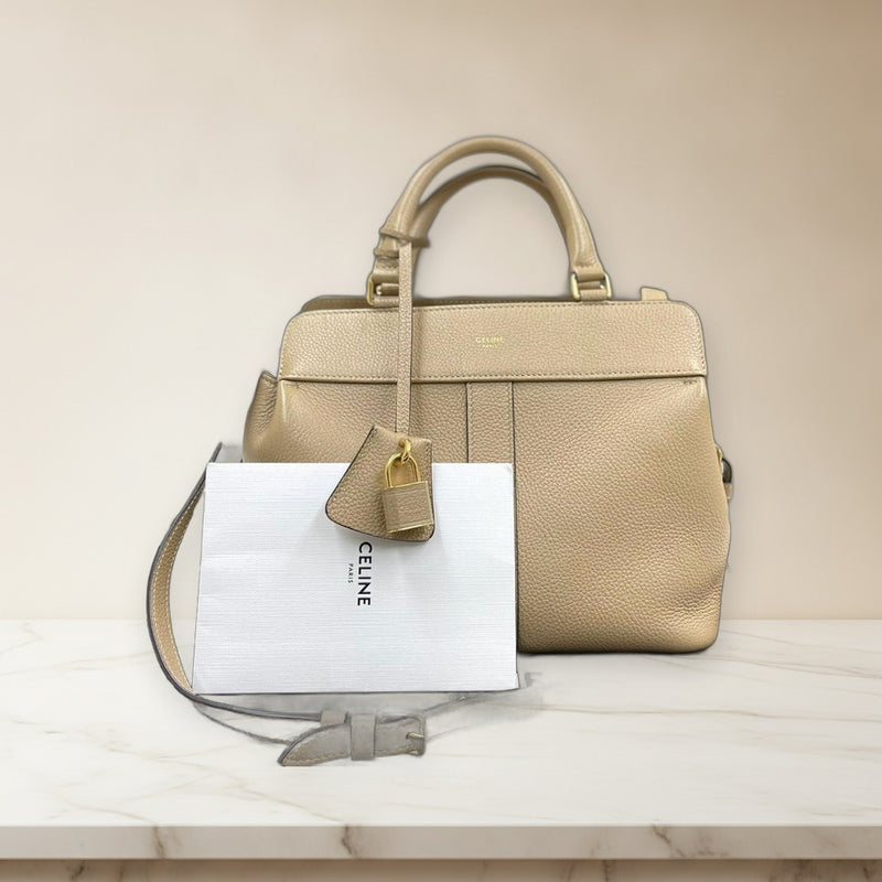 Celine Cabas De France Small 191963CRE.03UN Handbag Calfskin Dune Gold Hardware