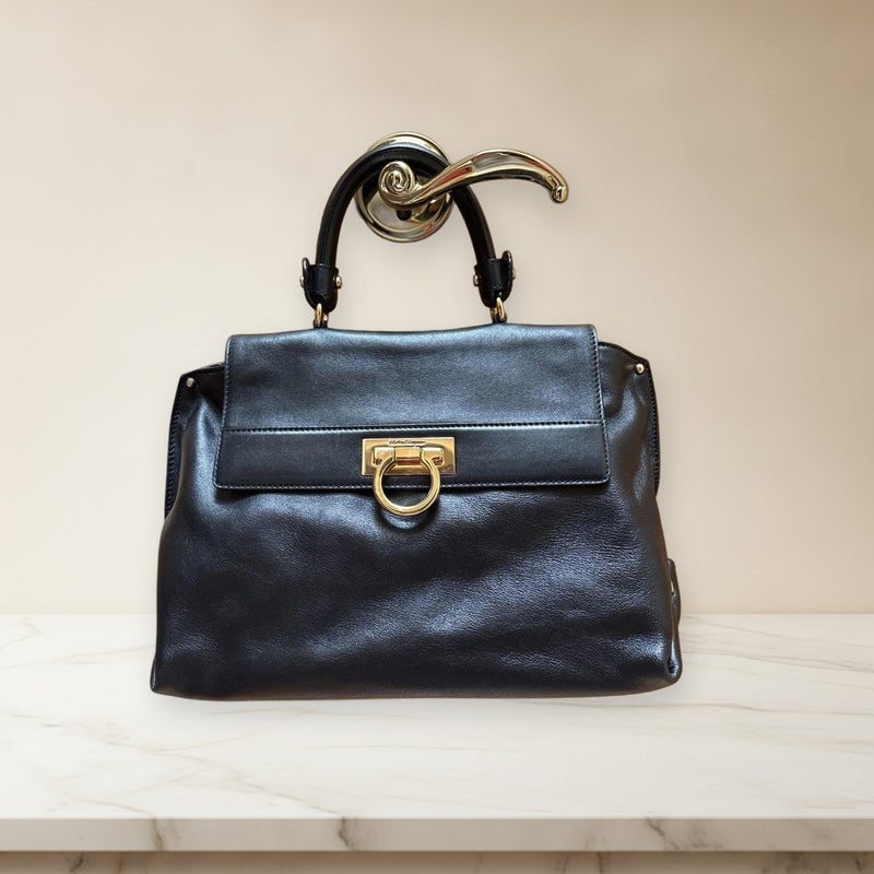 Salvatore Ferragamo Handbag Black Leather