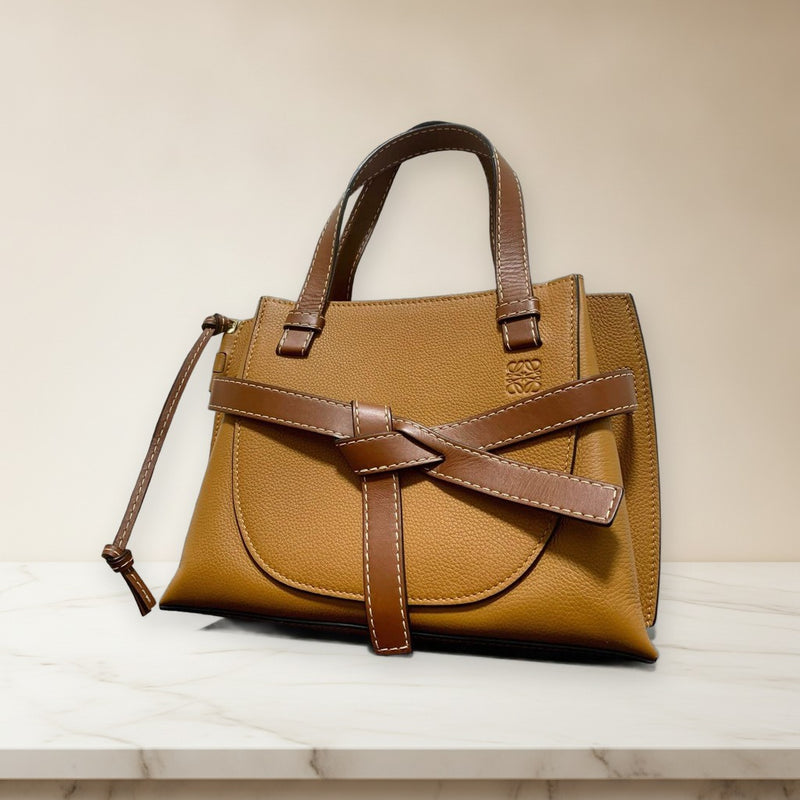 Loewe Gate Top Handle Small Handbag Shoulder Bag Brown Camel Leather