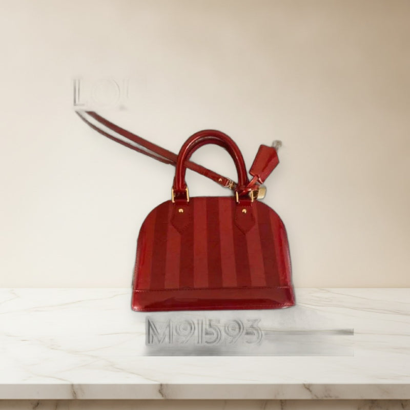 Louis Vuitton M91593 Vernis Rayures Alma Bb 2-Way Handbag Shoulder Bag