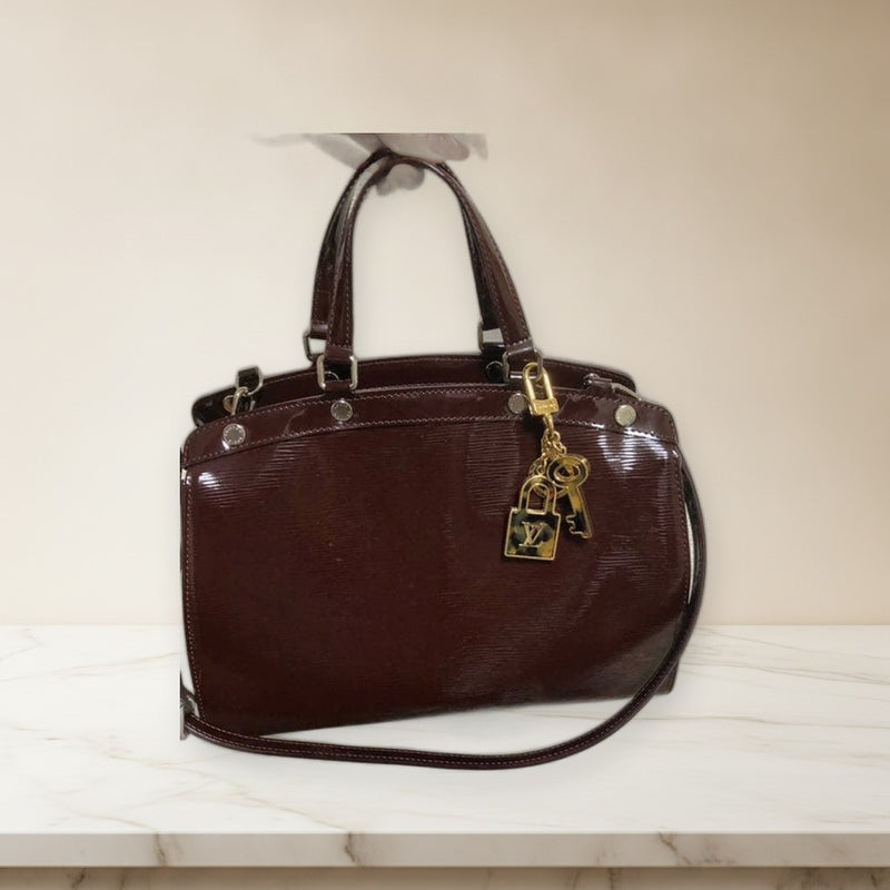 Louis Vuitton Blair Mm Handbag Shoulder Bag Epi Leather Red Purple Brown