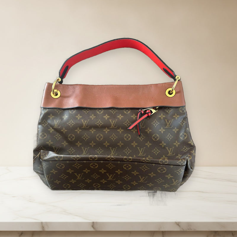 Louis Vuitton Monogram One Handle Tote Bag Canvas Red Lining
