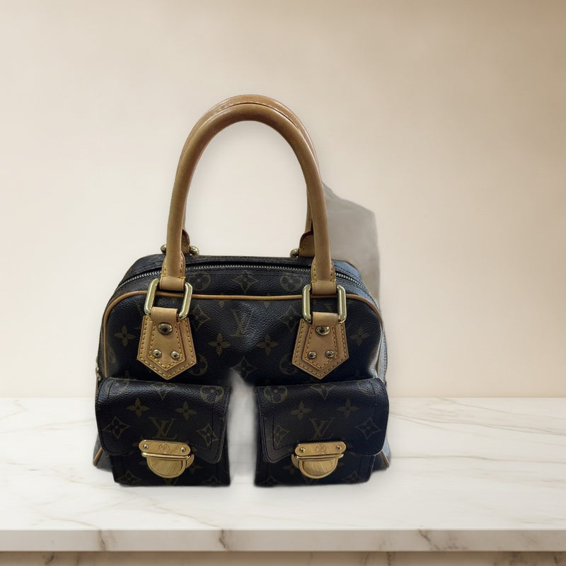 Louis Vuitton Manhattan Handbag Monogram Canvas Leather