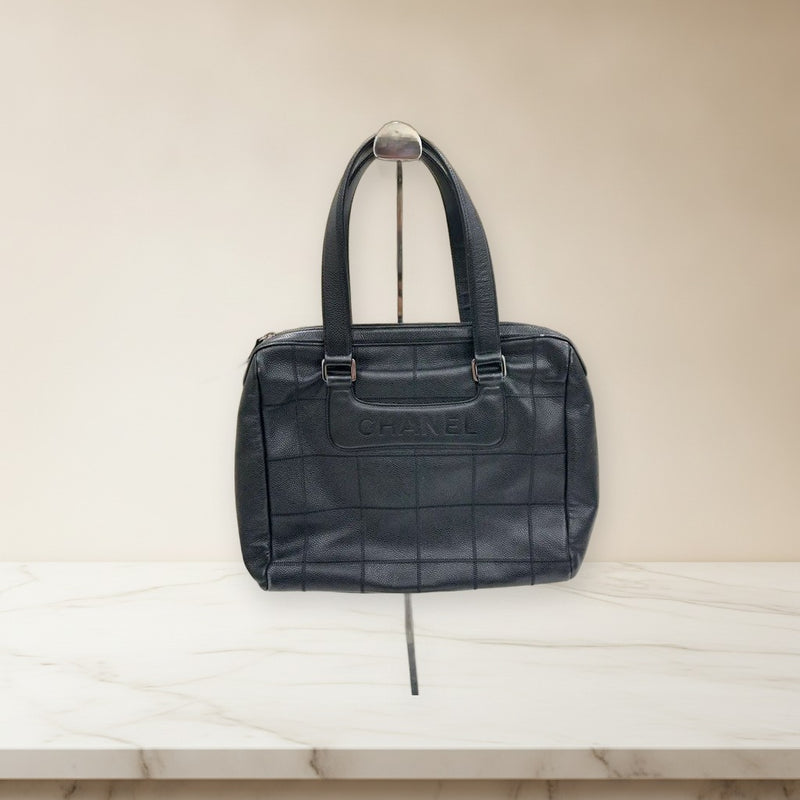 Chanel Chocobar Handbag Black Soft Caviar Skin