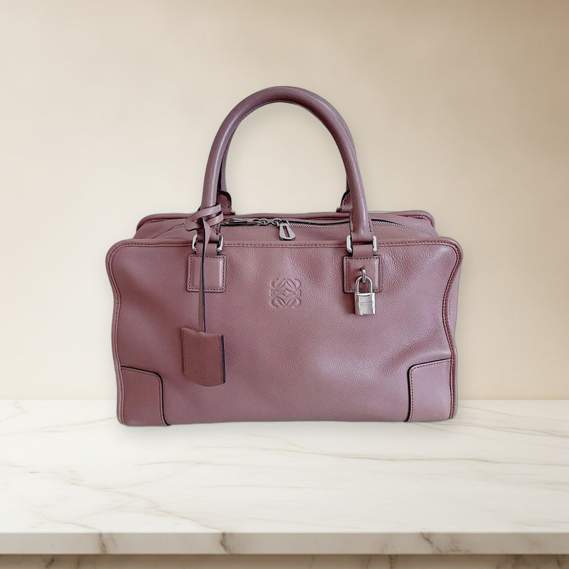 Loewe Amazona 36 Handbag Dusty Pink Leather Silver Hardware