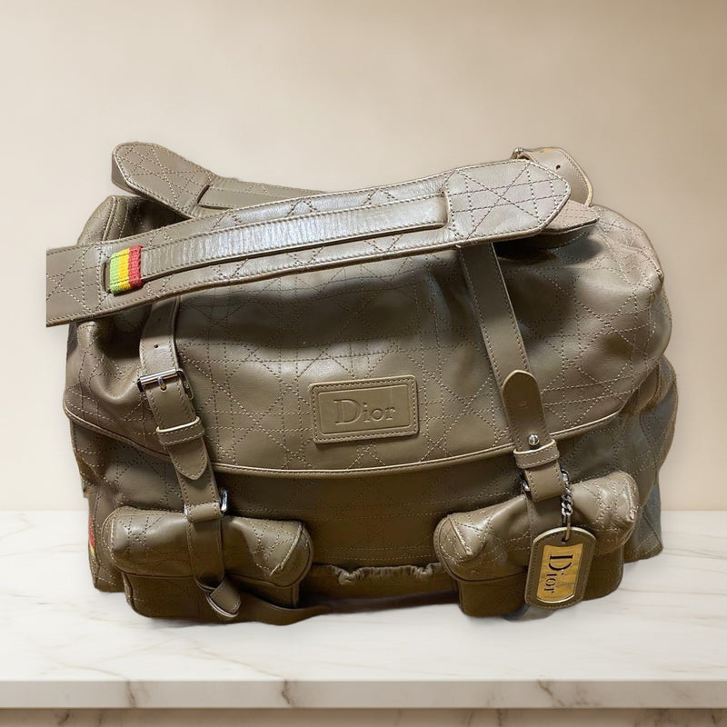 Christian Dior Rasta Boston Bag Handbag Leather Brown
