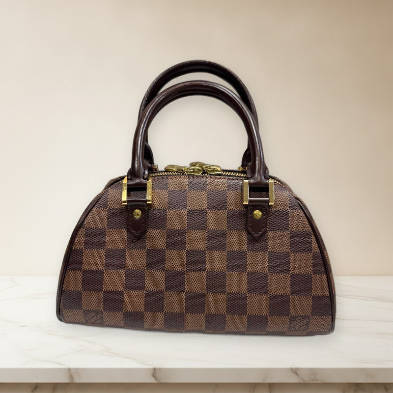 Louis Vuitton Ribera Mini N41436 Handbag Damier Canvas Ebene Brown Gold Hardware