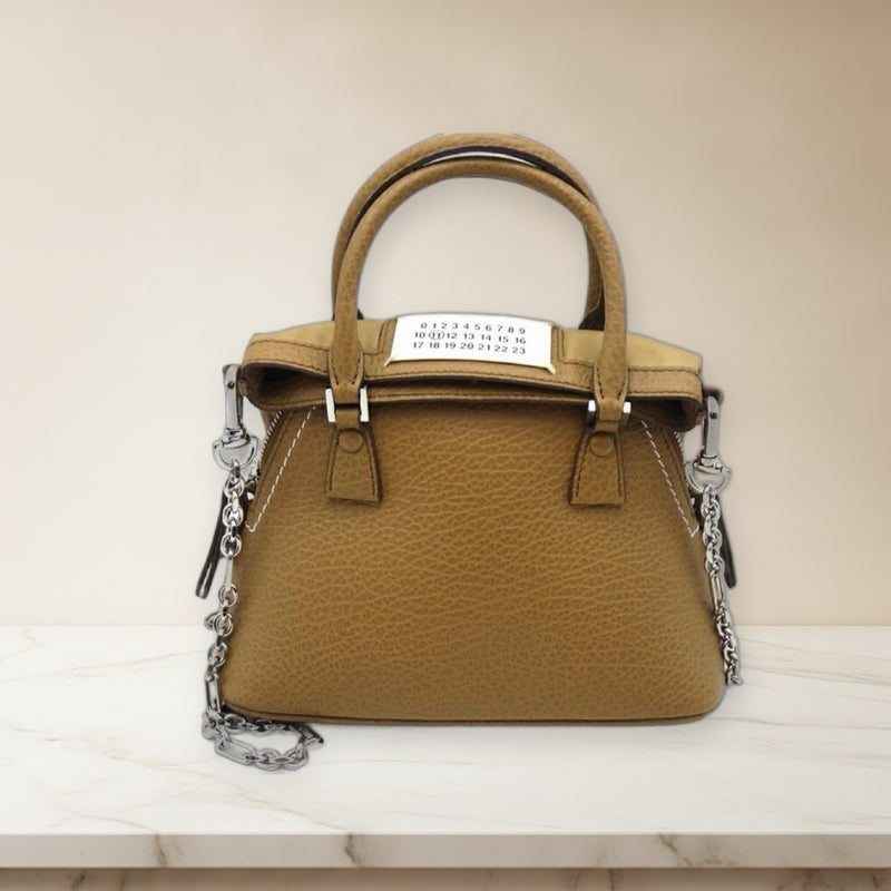 Maison Margiela 5AC S56WG0081 P0396 Handbag Shoulder Bag Camel Leather