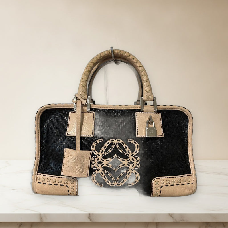 Loewe Edicion Especial Verano 2007 Amazona 28 Handbag Leather Beige Black
