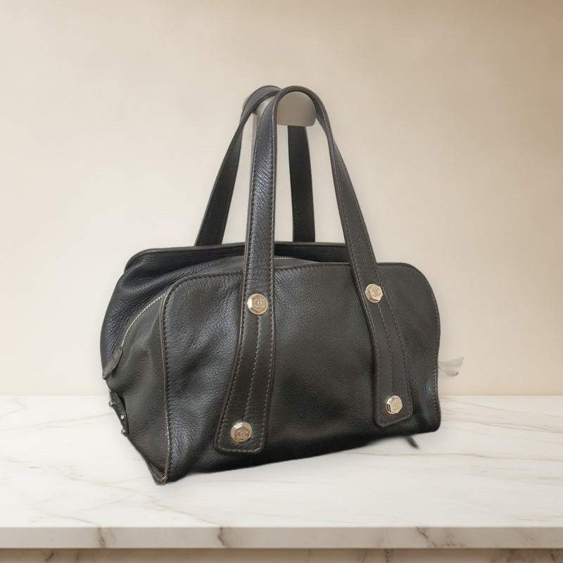 Chanel A29316 Mini Boston Bag Handbag Dark Brown Leather