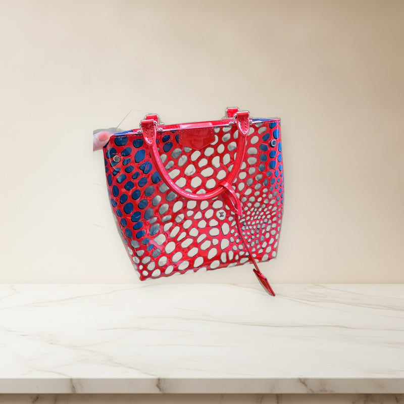 Louis Vuitton Monogram Vernis Jungle Dot Open Tote Handbag Red Blue Enamel