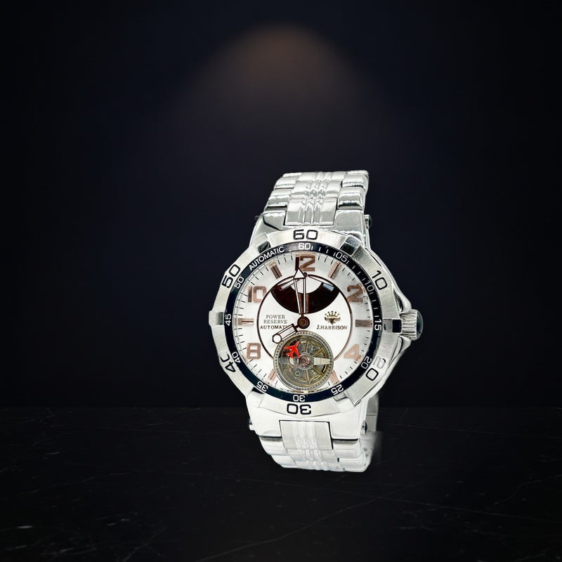 J. Harrison J.H-007 Watch Skeleton Back Mechanical Movement Mens
